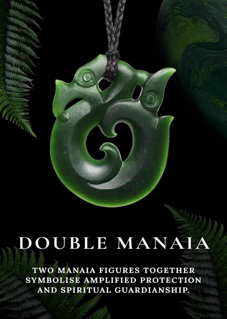 Double manaia pounamu pendant meaning – Māori greenstone guardian symbol of protection and balance