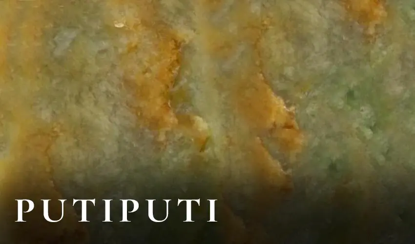 Putiputi pounamu texture, marbled nephrite with flower-like patterning