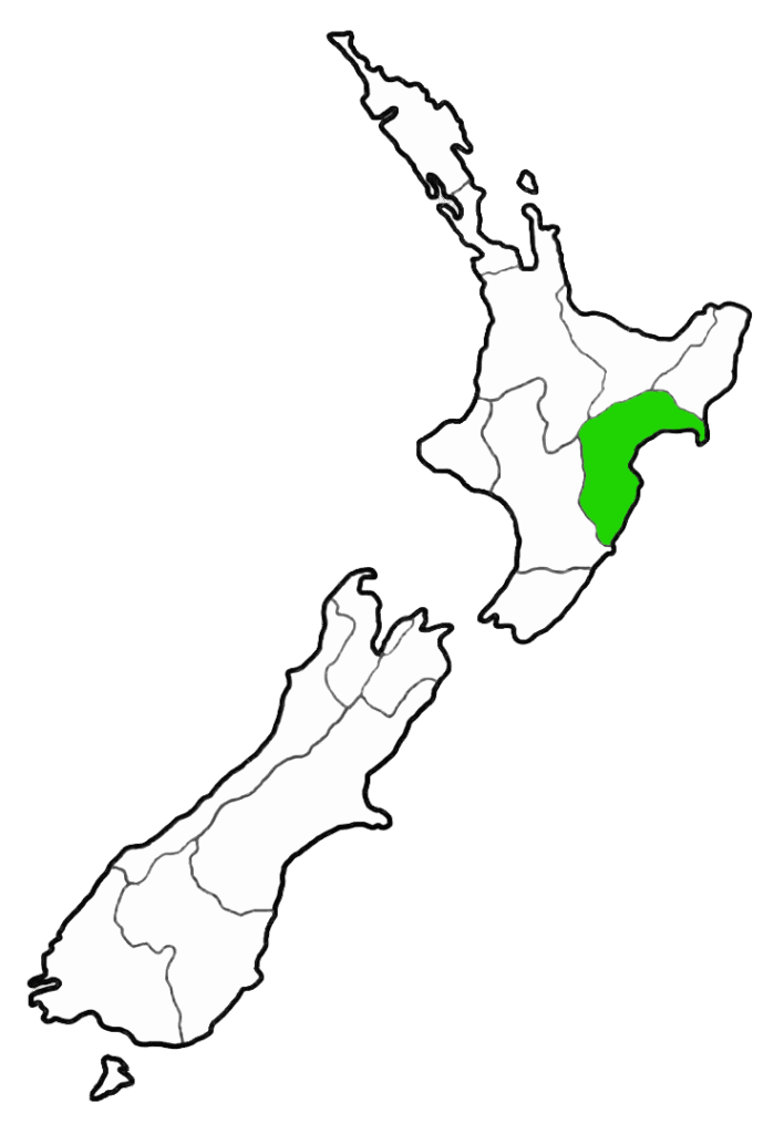 Map of New Zealand with the Hawke's Bay region highlighted