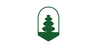 A Touch of Stone logo, a green stacked stone cairn inside an arched shield