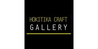 Hokitika Craft Gallery logo in yellow and white lettering on a black background