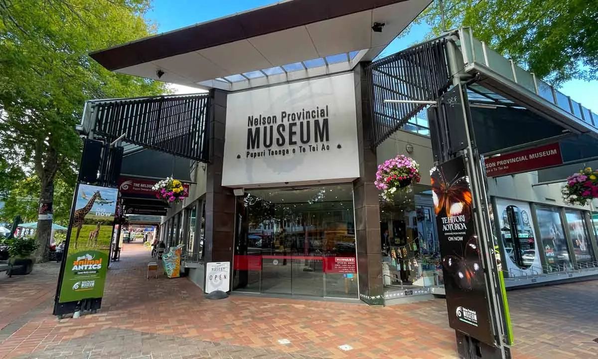 Entrance to Nelson Provincial Museum, Pupuri Taonga o Te Tai Ao, in central Nelson