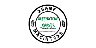 Shane MacIntosh Greenstone Carver round badge logo, Traditional and Modern