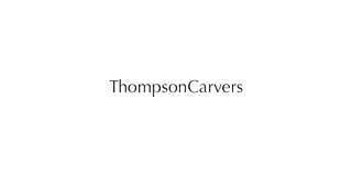 Thompson Carvers logo, the name in dark grey lettering on a white background
